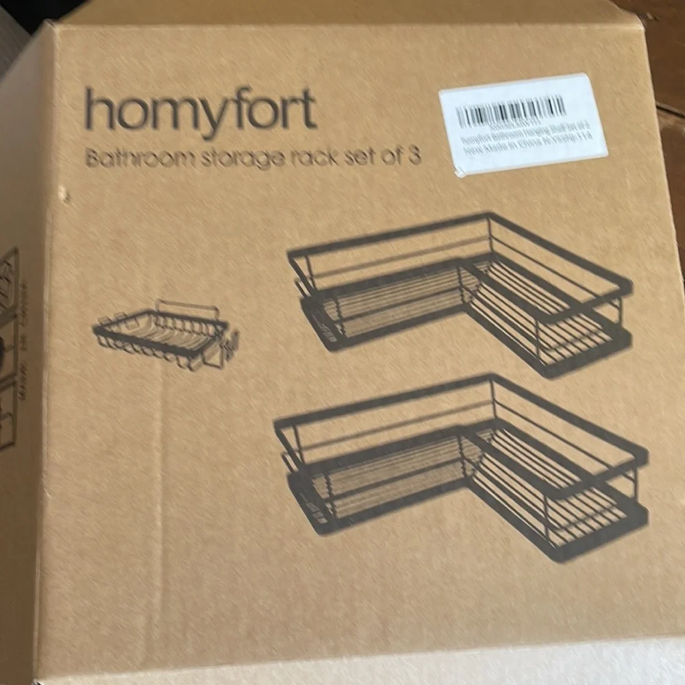 Bathroom / Kitchen Storage Rack Set of 3 in Black metal. New.